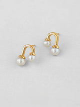 Double Pearl Sterling Silver Stud Earrings