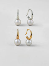 C-Curve Pearl Sterling Silver Drop Earrings