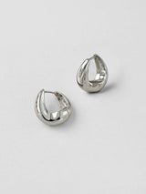 Sculptural Teardrop Sterling Silver Hoop Earrings