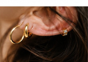 Layered gold earrings